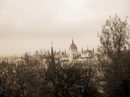 View from the Castle Hill above the city of Budapest Hungaryのeditorial素材
