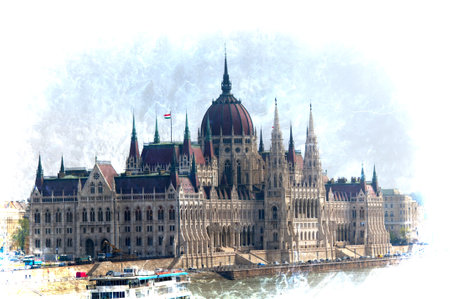 the Houses of Parliament in Budapest Hungaryのeditorial素材