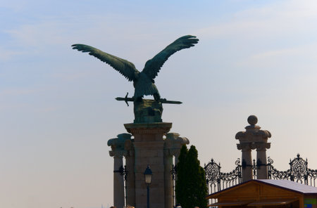 Imperial Eagle on the Royal Palace in Budapest Hungaryのeditorial素材
