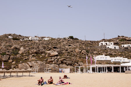 Boat Trip around the Island of Mykonos in Greeceのeditorial素材