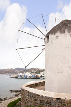 The Windmills on the beautiful Island of Mykonos in the Cyclades Islands Greeceのeditorial素材