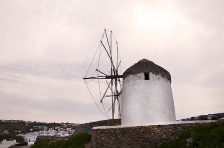 The Windmills on the beautiful Island of Mykonos in the Cyclades Islands Greeceのeditorial素材