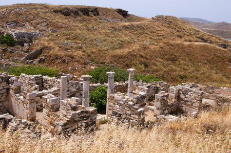 The Temple Island of Delos in the Cyclades Islands Greeceのeditorial素材