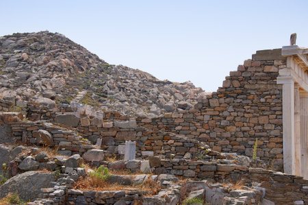 The Temple Island of Delos in the Cyclades Islands Greeceのeditorial素材
