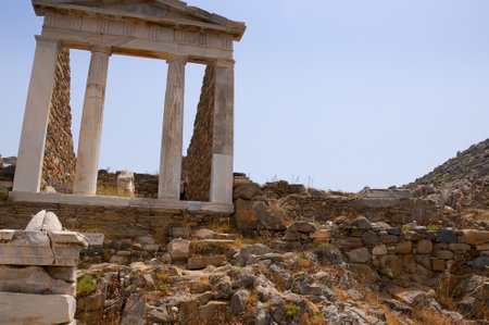 The Temple Island of Delos in the Cyclades Islands Greeceのeditorial素材