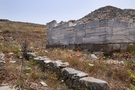 The Temple Island of Delos in the Cyclades Islands Greeceのeditorial素材