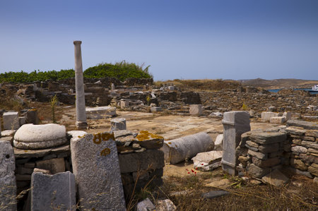The Temple Island of Delos in the Cyclades Islands Greeceのeditorial素材