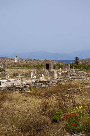 The Temple Island of Delos in the Cyclades Islands Greeceのeditorial素材
