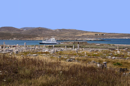 The Temple Island of Delos in the Cyclades Islands Greeceのeditorial素材