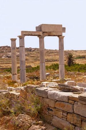 The Temple Island of Delos in the Cyclades Islands Greeceのeditorial素材