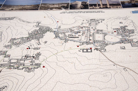 Map of the Temple Island of Delos in the Cyclades Islands Greece
