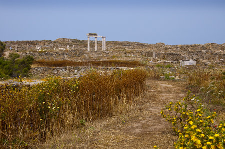The Temple Island of Delos in the Cyclades Islands Greeceのeditorial素材