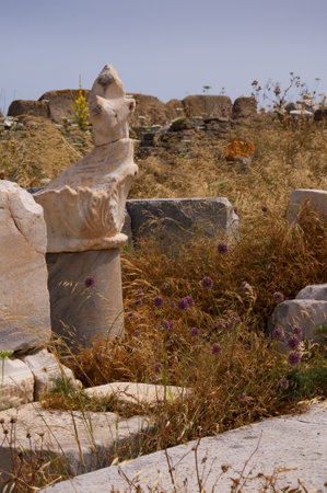 The Temple Island of Delos in the Cyclades Islands Greeceのeditorial素材