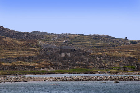The Temple Island of Delos in the Cyclades Islands Greeceのeditorial素材