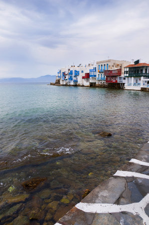 Little Venice in Chora the Main Town on the Island of Mykonos Greeceのeditorial素材