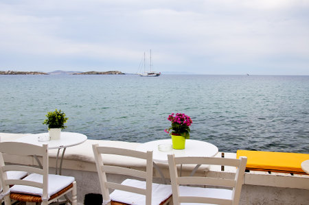 Little Venice in Chora the Main Town on the Island of Mykonos Greeceのeditorial素材