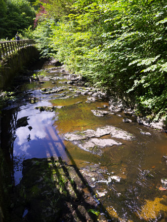 River in Skipton North Yorkshire Englandのeditorial素材