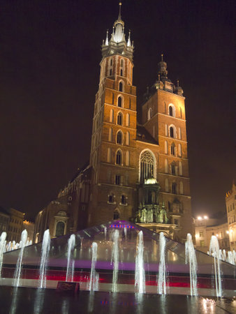 The Church of Mariacki or St Marys Church in Krakow Polandのeditorial素材