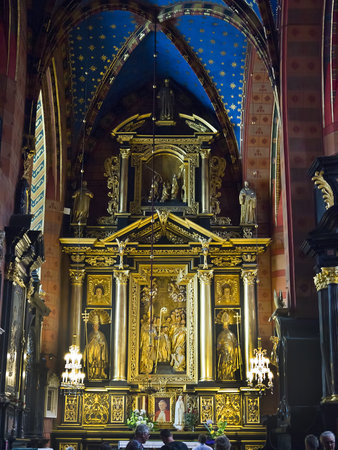 The Church of Mariacki or St Marys Church in Krakow Polandのeditorial素材