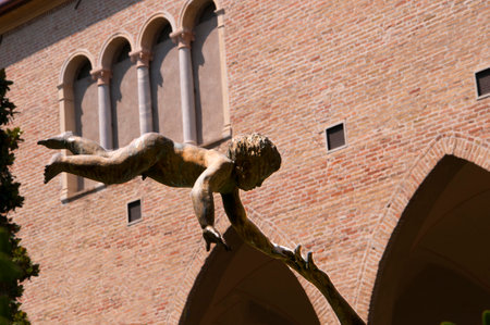 Flying child Statue in the Cloisters of the Basilica of St Anthony in Padua Italyのeditorial素材