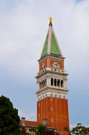 Campanile or bell Tower of St Marks Cathedral in Venice Italyのeditorial素材