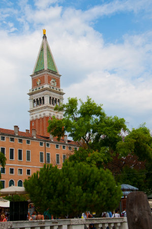 Campanile or bell Tower of St Marks Cathedral in Venice Italyのeditorial素材