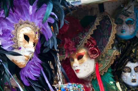 Quayside Market with Carnival Masks in Venice Italyのeditorial素材