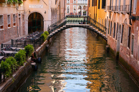 Narrow canal in Venice Italyのeditorial素材