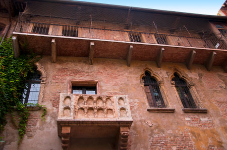 Verona is a city in Northern Italy which features in Shakespeare s tragedy Romeo and Juliet  This is supposed to be the balcony where Romeo wooed Juliet のeditorial素材