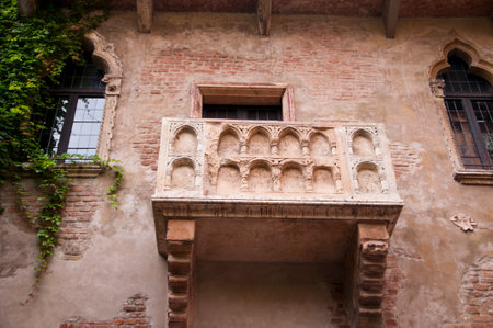 Verona is a city in Northern Italy which features in Shakespeare s tragedy Romeo and Juliet  This is supposed to be the balcony where Romeo wooed Juliet のeditorial素材