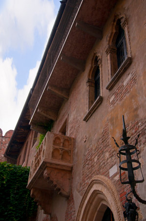Verona is a city in Northern Italy which features in Shakespeare s tragedy Romeo and Juliet  This is supposed to be the balcony where Romeo wooed Julietのeditorial素材