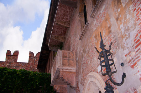 Verona is a city in Northern Italy which features in Shakespeare s tragedy Romeo and Juliet  This is supposed to be the balcony where Romeo wooed Julietのeditorial素材