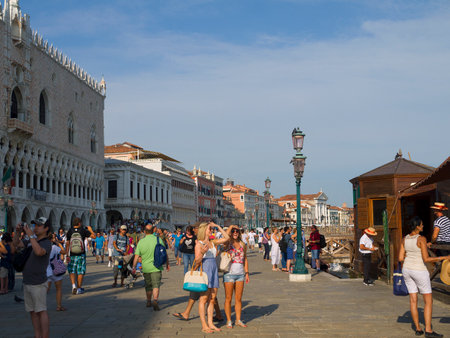 Busy Waterfront in venice Italyのeditorial素材