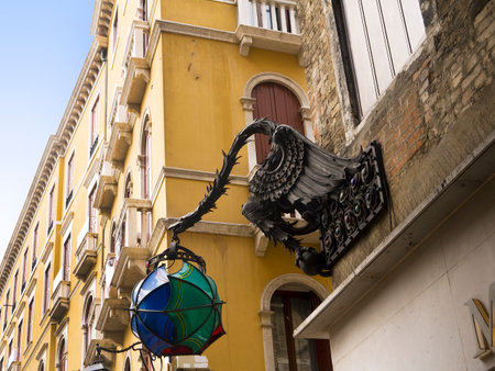 Dragon Lantern with Umbrellas in Venice Italyのeditorial素材