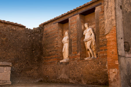 Houses in the onceburied city of Pompeii Italyのeditorial素材