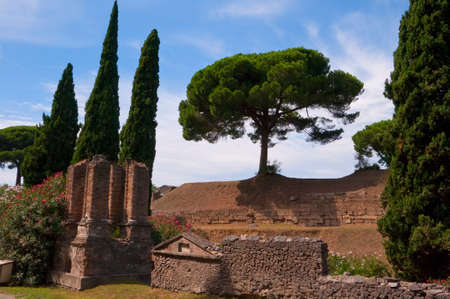 The Place of Tombs in the Buried City of Pompeii Italyの写真素材