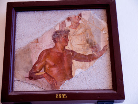Wall Fresco from Pompeii in Naples Archaeological Museum Italyのeditorial素材
