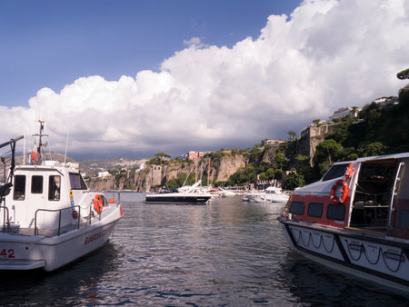 Sorrento from the harbour at Marina Piccolo Italyのeditorial素材