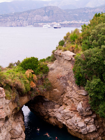 Site of Roman Villa called the baths of Queen Giovanna in Sorrento Italyのeditorial素材