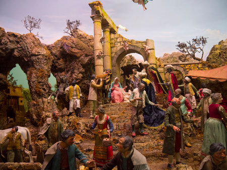 Christmas crib scene in Sorrento Spainのeditorial素材