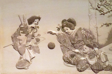 Japanese Ivory Panel on exhibition in Museumのeditorial素材