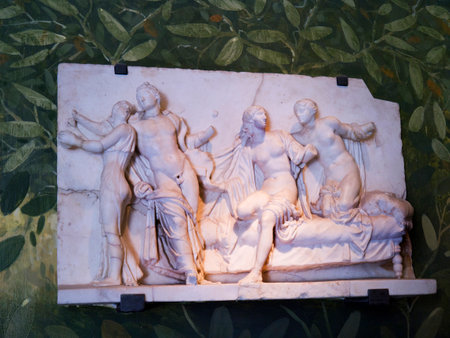 Carved marble Panel from the once Buried City of Pompeii in Italyのeditorial素材