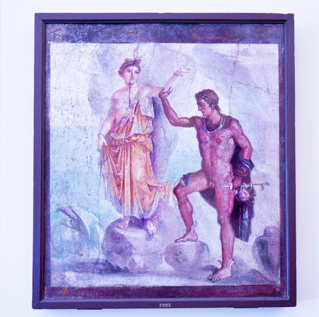 Wall Fresco from Pompeii in Naples Archaeological Museum Italyのeditorial素材