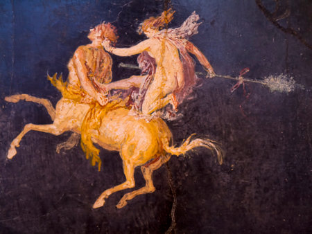 Wall Fresco from Pompeii in Naples Archaeological Museum Italyのeditorial素材