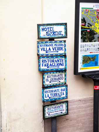 Signs on the island of Capri Italyのeditorial素材