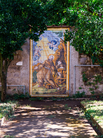 Religious Image in Public Garden in Sorrentoのeditorial素材