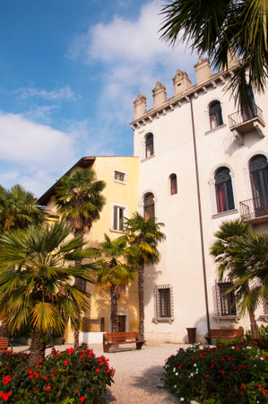 Gardens on the side of Lake Garda at Malcesine Italyのeditorial素材