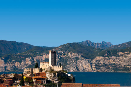 Castle at Malcesine on Lake Garda Italyのeditorial素材