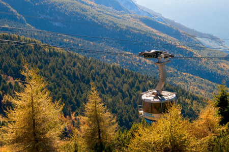 Cable Car up Monte Baldo Above Malcesine on Lake Garda Italyのeditorial素材