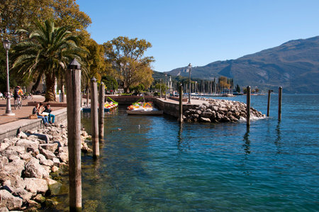 Riva del Garda on Lake Garda Italyのeditorial素材